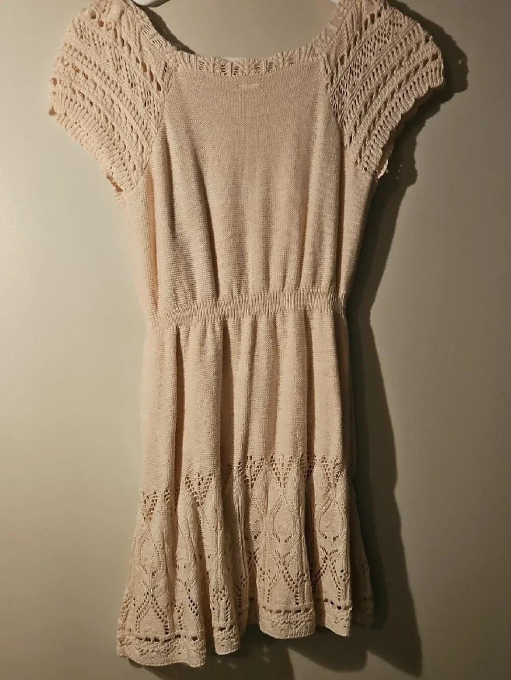 Girls Knit Ruffle Front Dress in Light Pink